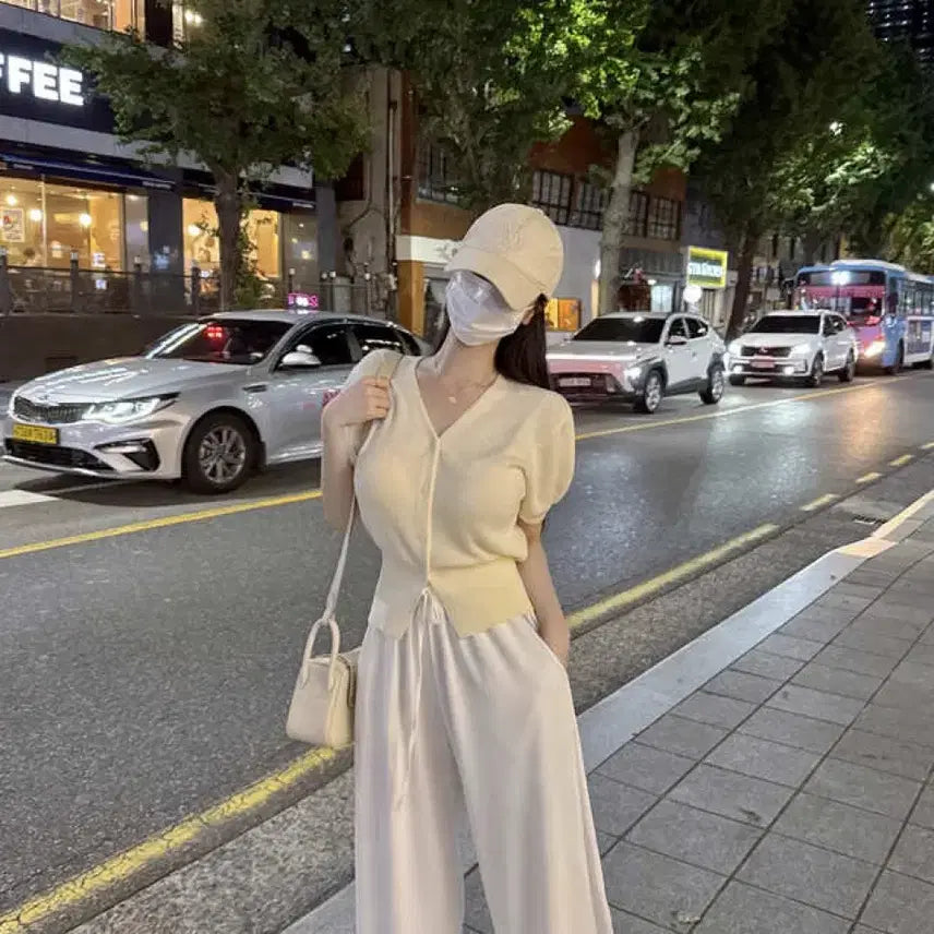 [BUNJANG] Mayyun Vanilla Cream Short Sleeve Cardigan / 메이윤 촉감대박 반팔 가디건 바닐라크림 새상품