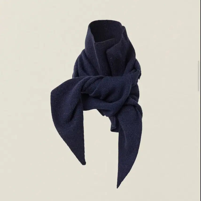 [BUNJANG] EE Numare Distressed Closure Wool Scarf - Navy / EE 누마레 DISTRESSED CLOSURE WOOL SCARF 네이비