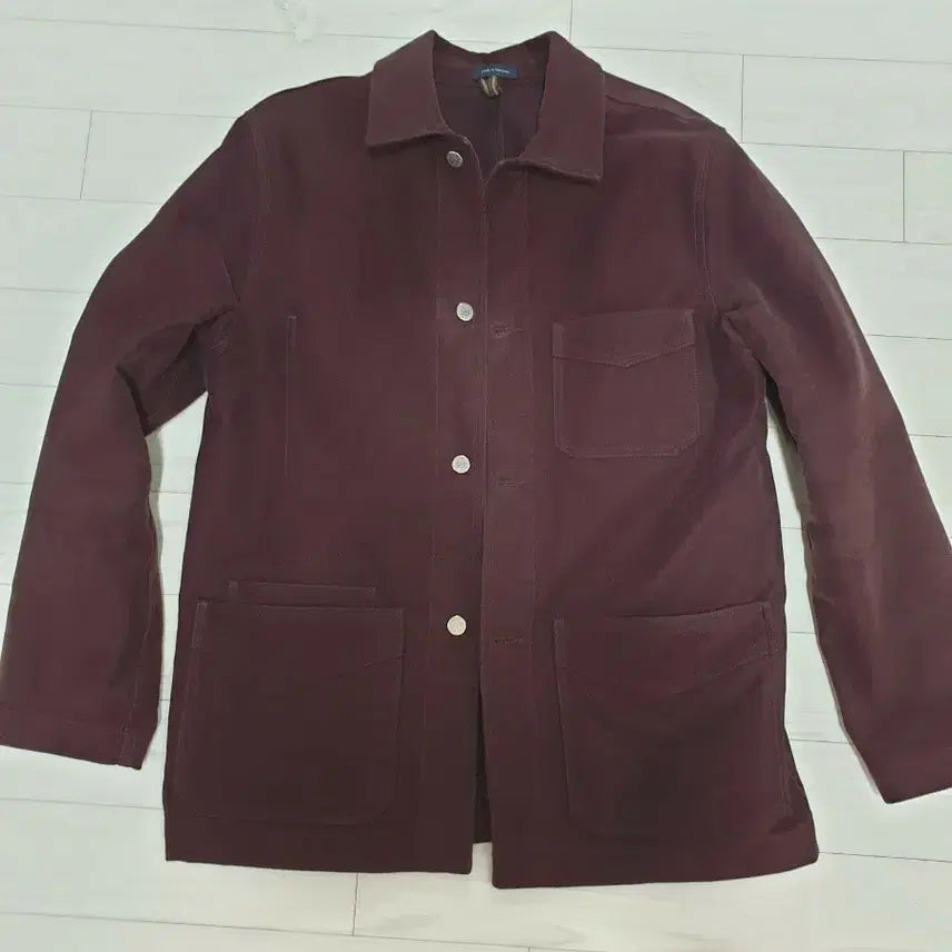 [BUNJANG] Drakes Moleskin Chore Jacket Burgundy Size 38 / 드레익스 몰스킨 초어자켓38