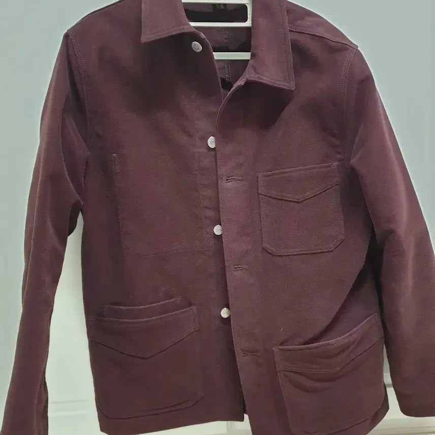 [BUNJANG] Drakes Moleskin Chore Jacket Burgundy Size 38 / 드레익스 몰스킨 초어자켓38