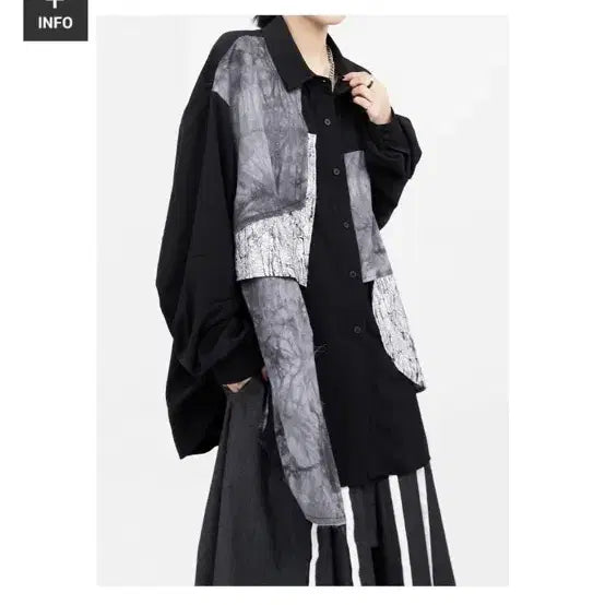 [BUNJANG] Yohji Yamamoto Style Ken Studio Unique Patch Gothic Shirt Unisex / 요지야마모토st 켄스튜디오 유니크 패치 고딕 셔츠 남녀공용