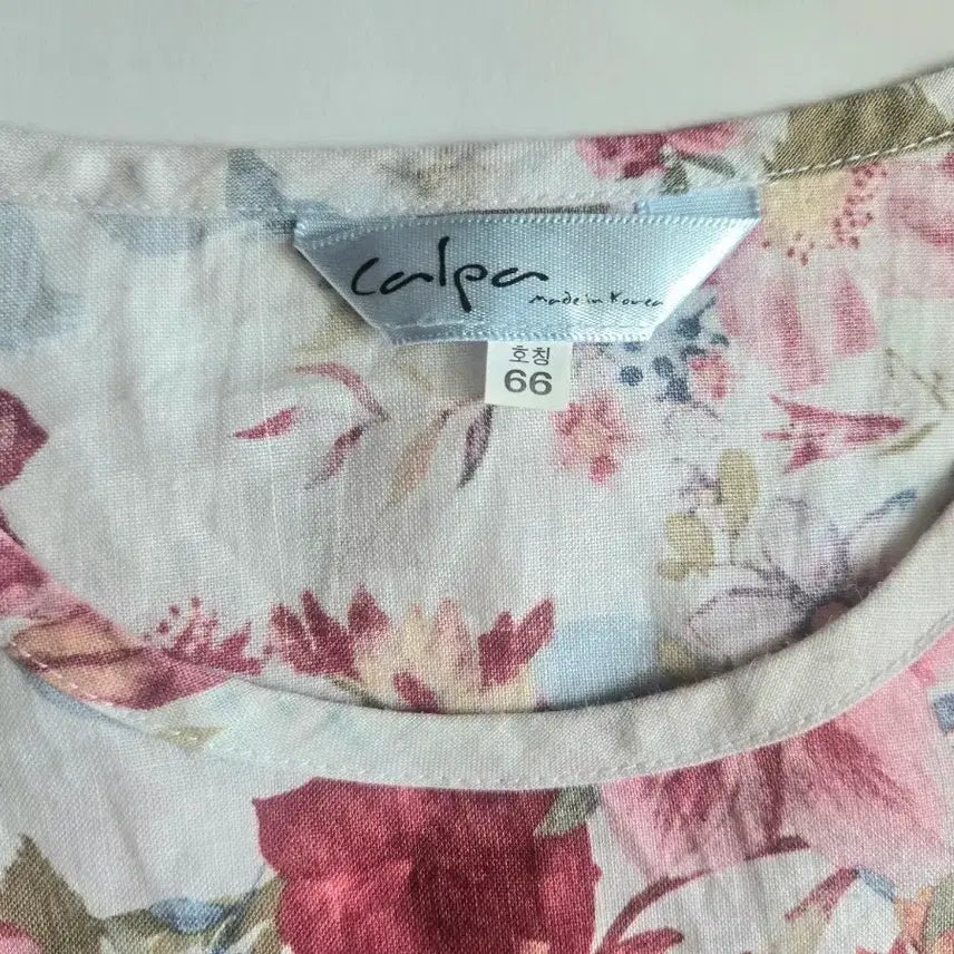 [BUNJANG] Linen 100% Flower Pattern Lace Short-Sleeve Blouse T-Shirt (Size 66) / 마(린넨)100% 플라워 66사이즈 레이스 반팔 블라우스 티셔츠