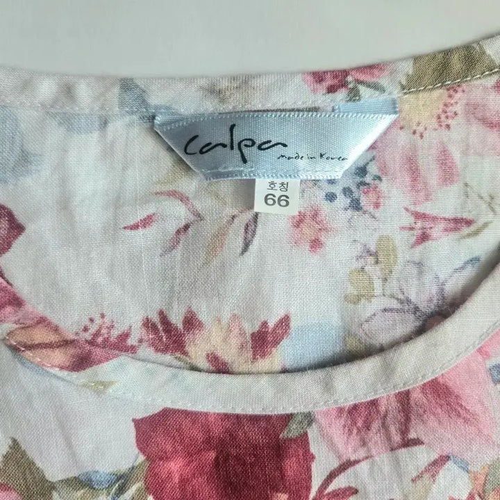[BUNJANG] Linen 100% Flower Pattern Lace Short-Sleeve Blouse T-Shirt (Size 66) / 마(린넨)100% 플라워 66사이즈 레이스 반팔 블라우스 티셔츠