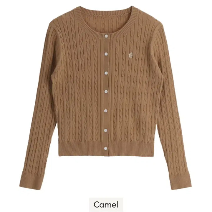[BUNJANG] Attirance Cable Knit Cardigan Camel / 아뜨랑스  꽈배기 가디건 카멜