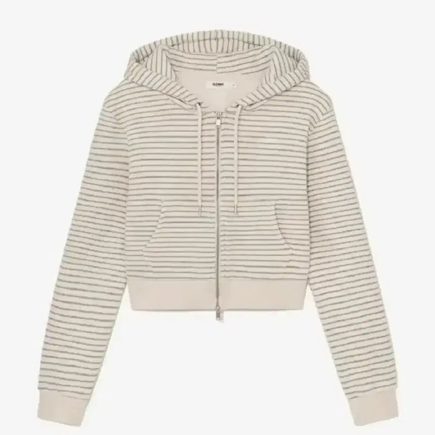 [BUNJANG] Glowny Stripe Crop Hoodie Zip-Up (Size S) / 글로니 glowny 스트라이프 크롭 후드 집업 팔아요!