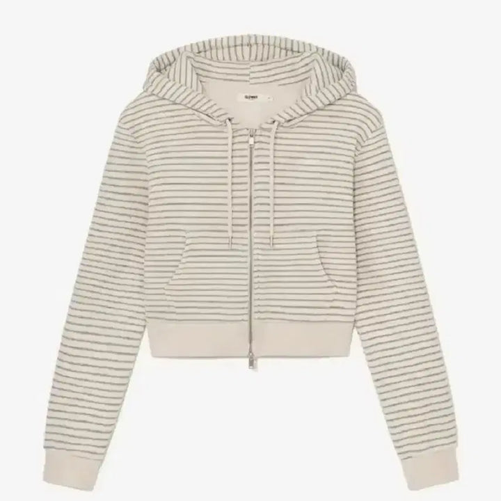 [BUNJANG] Glowny Stripe Crop Hoodie Zip-Up (Size S) / 글로니 glowny 스트라이프 크롭 후드 집업 팔아요!