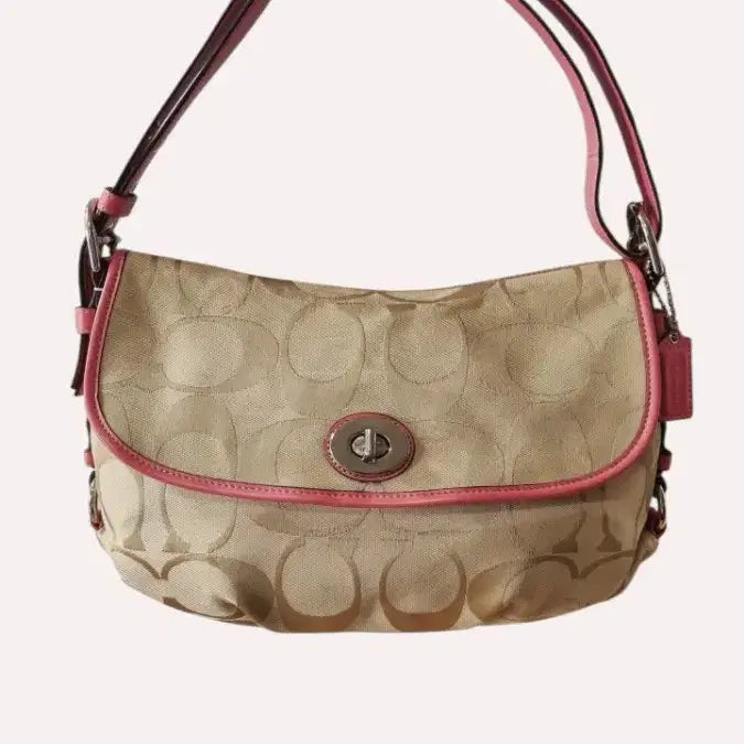 [BUNJANG] Coach Signature Shoulder Bag Beige Pink / 코치 시그니처 숄더백 베이지 핑크 히메 갸루 y2k 올드코치 빈티지코치