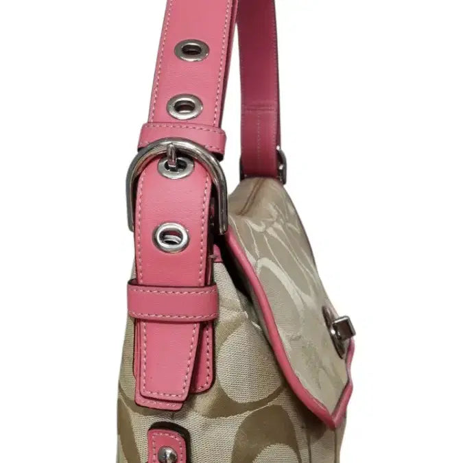 [BUNJANG] Coach Signature Shoulder Bag Beige Pink / 코치 시그니처 숄더백 베이지 핑크 히메 갸루 y2k 올드코치 빈티지코치