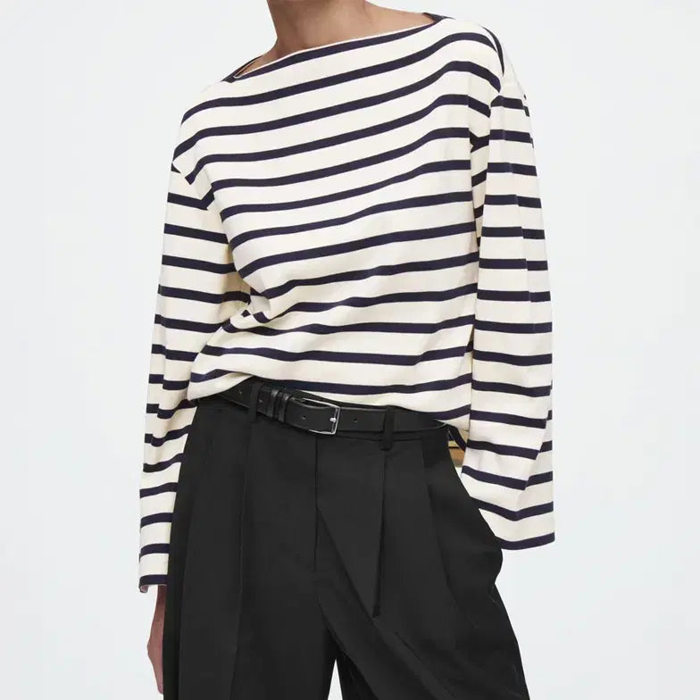 [BUNJANG] COS Boat Neck Stripe Top / (25년구매) COS 코스 보트넥 스트라이프 탑 티셔츠 맨투맨