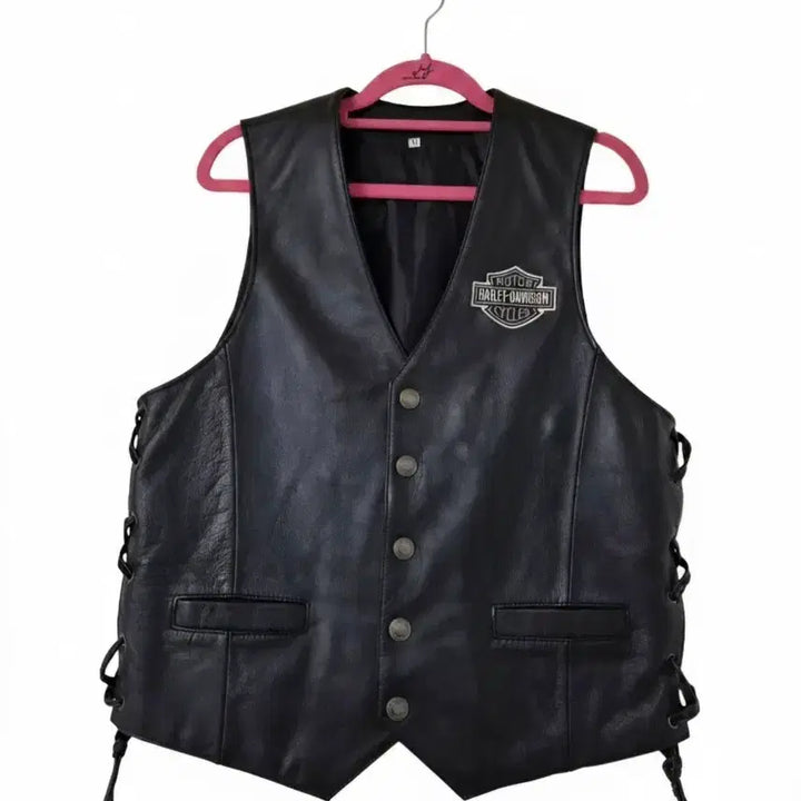 [BUNJANG] Harley Davidson Leather Vest Black / 할리데이비슨 가죽 조끼 블랙