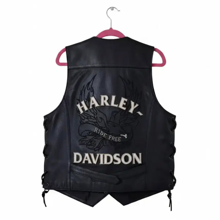 [BUNJANG] Harley Davidson Leather Vest Black / 할리데이비슨 가죽 조끼 블랙