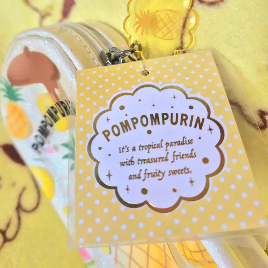 [BUNJANG] Sanrio Pompompurin Pineapple Pencil Case &amp; Holder Set / 2018 산리오 폼폼푸린 파인애플 필통 파우치 펜꽂이 펜케이스 연필꽂이