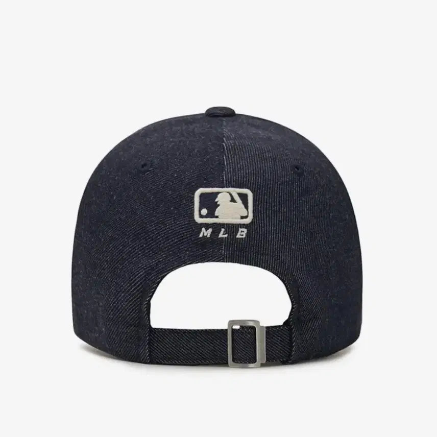 [BUNJANG] MLB Cursive Lettering Denim Unstructured Ball Cap NY (D.Navy) / mlb 컬시브 레터링 데님 언스트럭쳐 볼캡 NY (D.Navy)