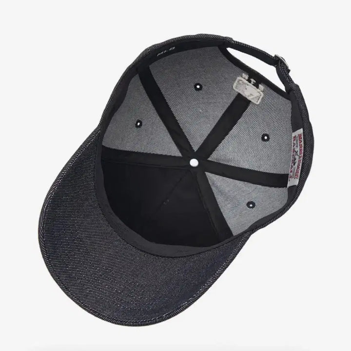 [BUNJANG] MLB Cursive Lettering Denim Unstructured Ball Cap NY (D.Navy) / mlb 컬시브 레터링 데님 언스트럭쳐 볼캡 NY (D.Navy)