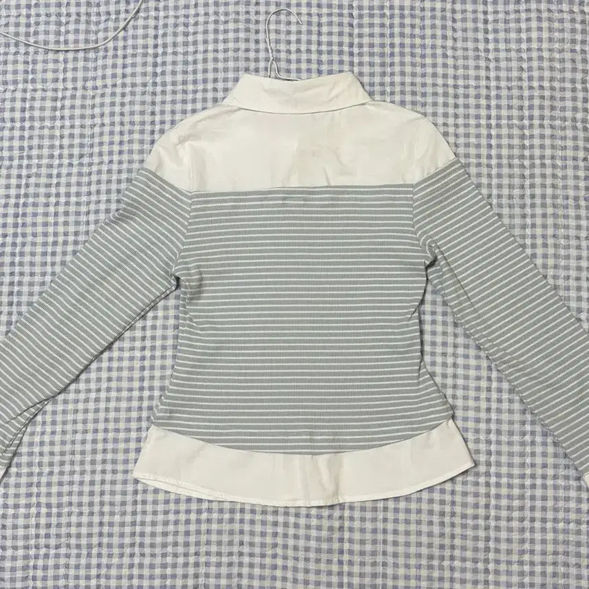 [BUNJANG] White Sora Stripe Shirt / 화이트 소라 스트라이프 셔츠