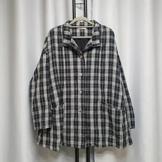 [BUNJANG] ISAE Linen Check Pocket Jacket Cardigan / ISAE 이새 린넨 체크 포켓 자켓 가디건 썸머 여름 아우터