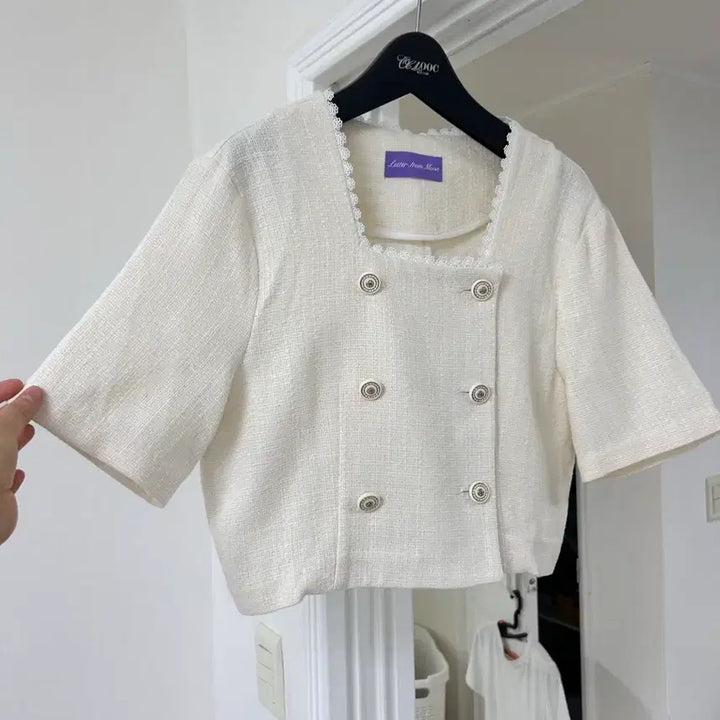[BUNJANG] Letter From Moon Tweed Short Sleeve Jacket (Ivory) / 디자이너 브랜드 W컨셉 / 29cm 레터프롬문 트위드 반팔 자켓