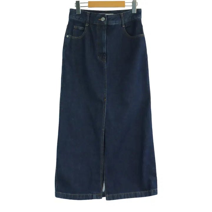 [BUNJANG] Lucky Marche Long Denim Slit Skirt (Size S, Dark Blue) / 럭키마르쉐 Lucky Marche 롱 데님 슬릿 스커트 S 진청