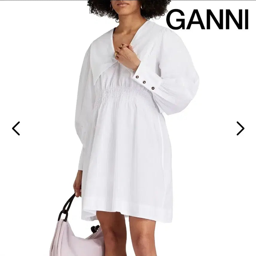 [BUNJANG] GANNI Poplin White Dress / GANNI 가니 포플린 여성 화이트 원피스