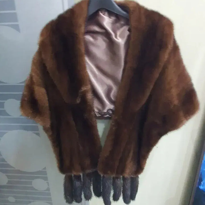 [BUNJANG] Mink Shawl Brown Cape / 밍크 숄 브라운 망토 스타일