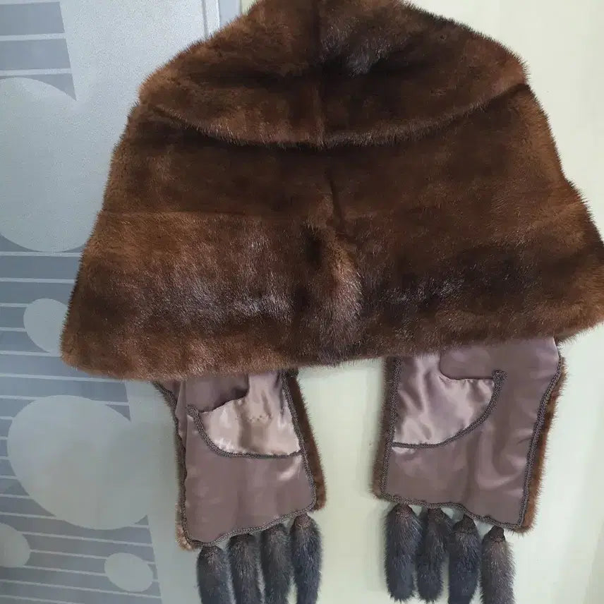 [BUNJANG] Mink Shawl Brown Cape / 밍크 숄 브라운 망토 스타일