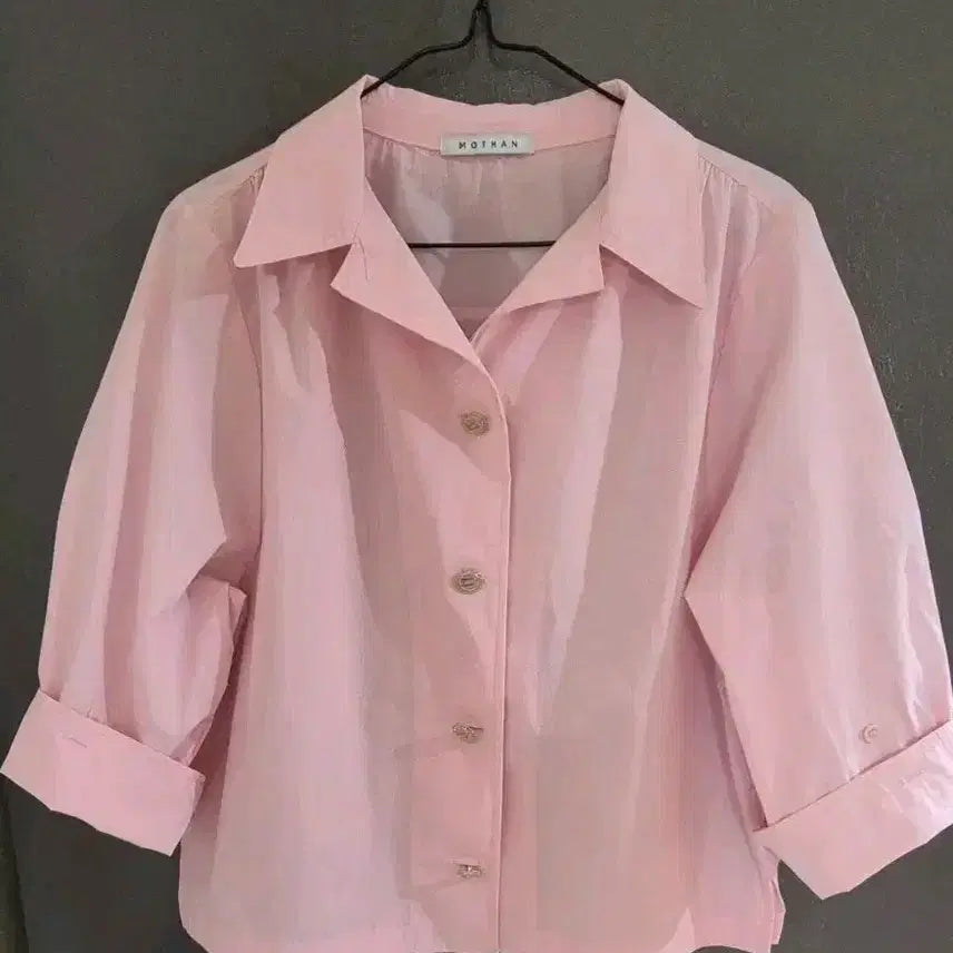 [BUNJANG] Pink Jumper Style Blouse / 핑크 점퍼형 셔츠  블라우스