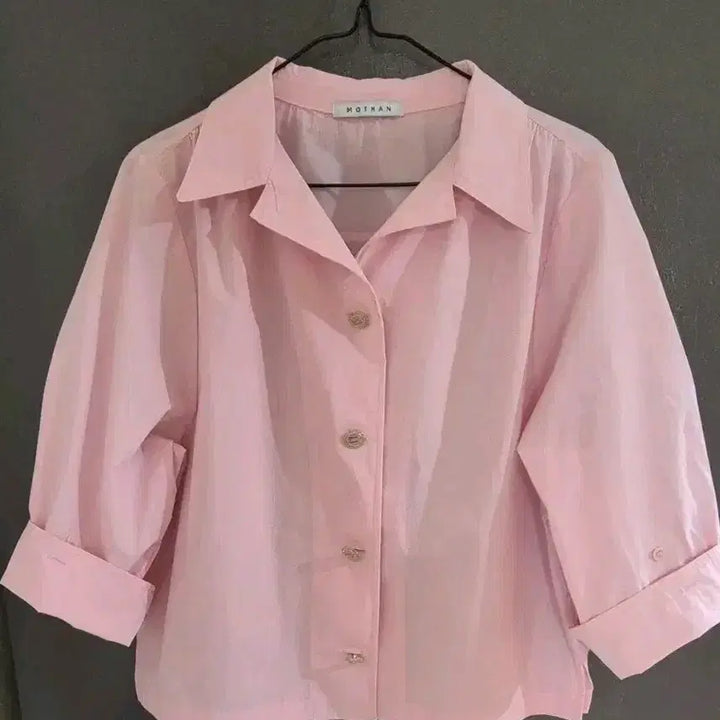 [BUNJANG] Pink Jumper Style Blouse / 핑크 점퍼형 셔츠  블라우스