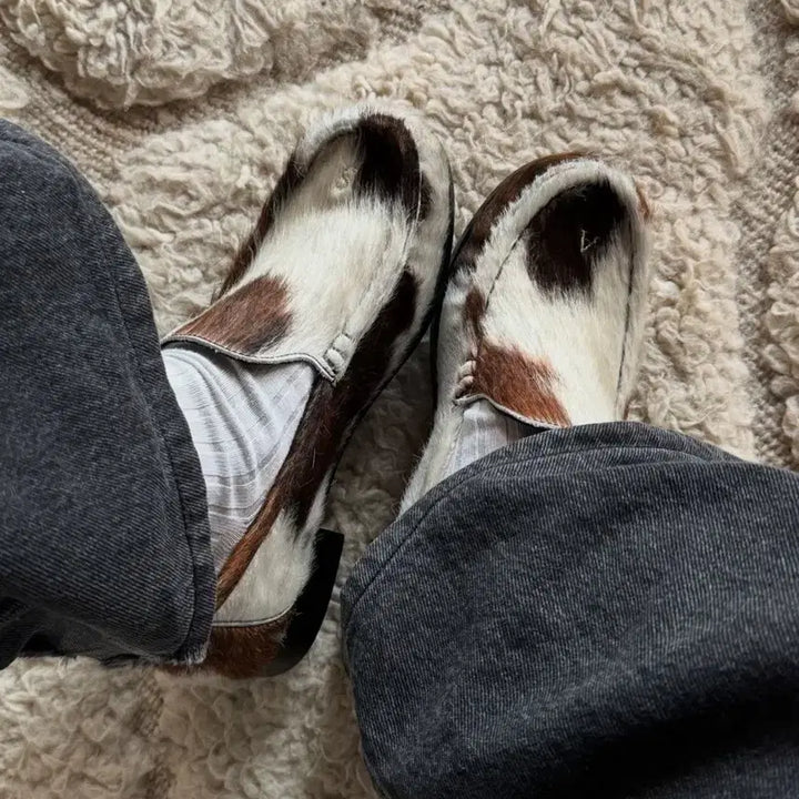 [BUNJANG] Genuine Hair-on-Hide &amp; Wood Sole Clogs (Size 270-275) / 리얼 송치 통우드 아웃솔 클로그 270-275