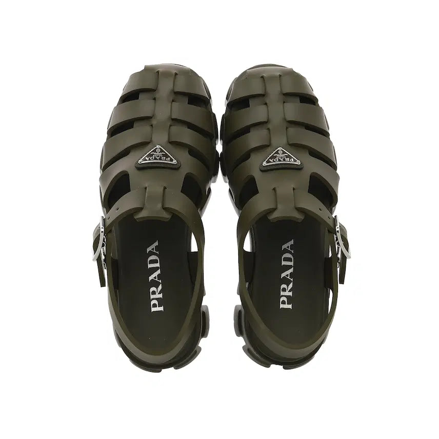 [BUNJANG] Prada Military Green Rubber Monolith Sandals / (W) 프라다 러버 샌들 밀리터리 그린