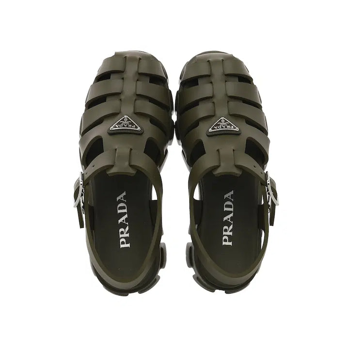 [BUNJANG] Prada Military Green Rubber Monolith Sandals / (W) 프라다 러버 샌들 밀리터리 그린