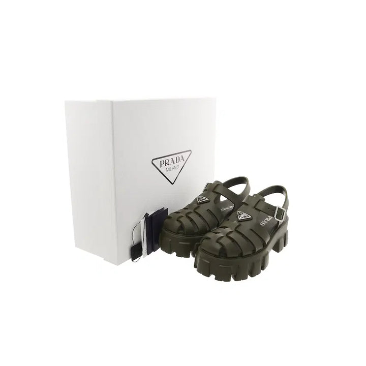 [BUNJANG] Prada Military Green Rubber Monolith Sandals / (W) 프라다 러버 샌들 밀리터리 그린