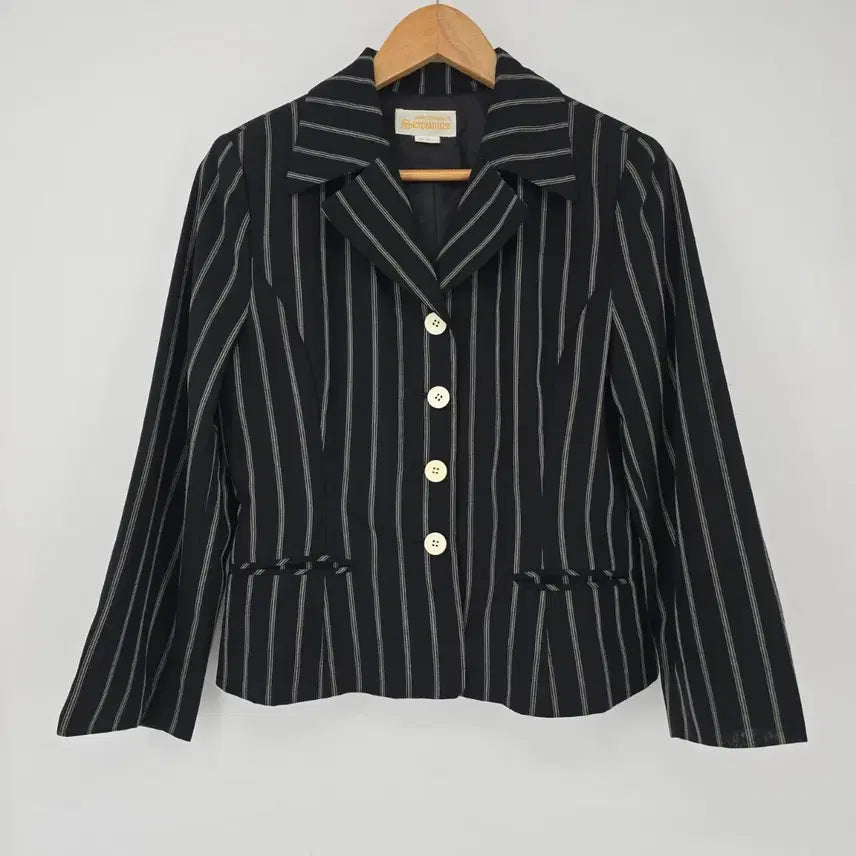 [BUNJANG] Black Stripe Vintage Summer Jacket / 블랙 스트라이프 빈티지 여름 자켓 [F20784]