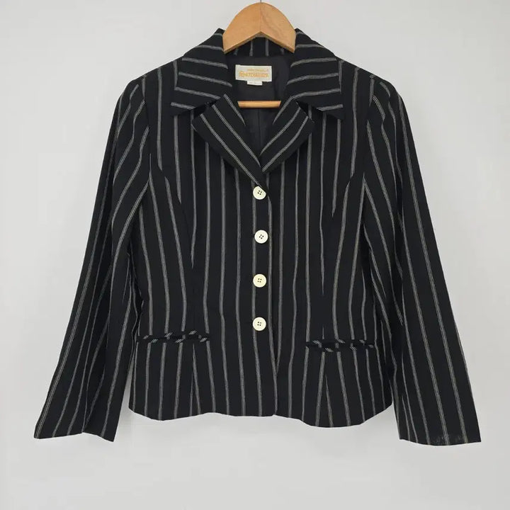 [BUNJANG] Black Stripe Vintage Summer Jacket / 블랙 스트라이프 빈티지 여름 자켓 [F20784]