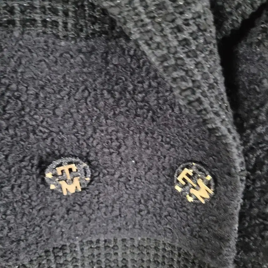 [BUNJANG] Time Black Tweed Double Button Jacket / 타임 블랙 트위드 로고 단추 자켓