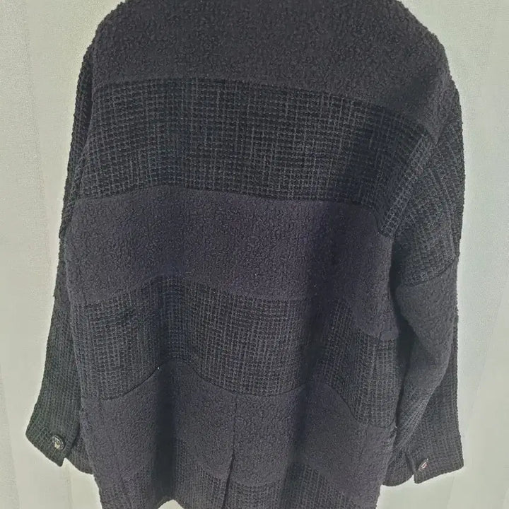 [BUNJANG] Time Black Tweed Double Button Jacket / 타임 블랙 트위드 로고 단추 자켓