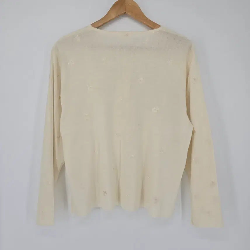 [BUNJANG] Vintage Japanese Floral Embroidered Cardigan / 일본 빈티지 플라워 자수 아이보리 가디건 [B40792]