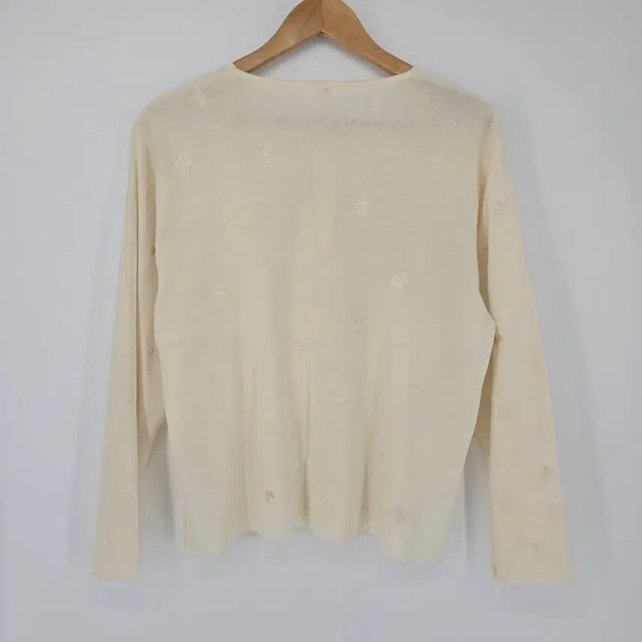 [BUNJANG] Vintage Japanese Floral Embroidered Cardigan / 일본 빈티지 플라워 자수 아이보리 가디건 [B40792]