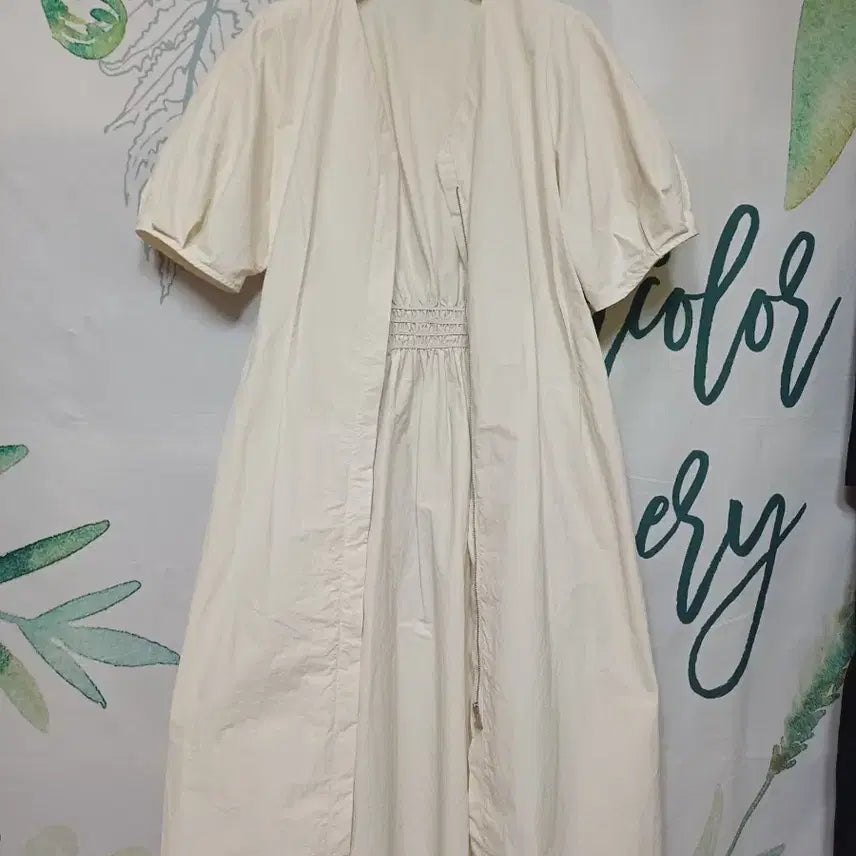 [BUNJANG] Ivory Shirring Long Dress / 66~날씬77 아이보리 셔링 롱원피스