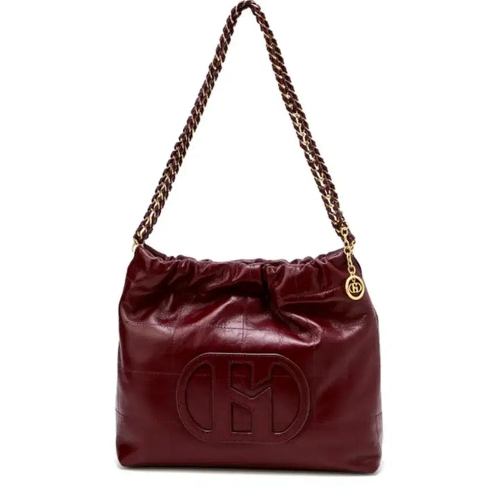 [BUNJANG] Hazzys Quilted Chain Hobo Shoulder Bag (Dark Red) / 새상품) 헤지스 퀼팅 체인 호보 숄더백 소가죽 레드
