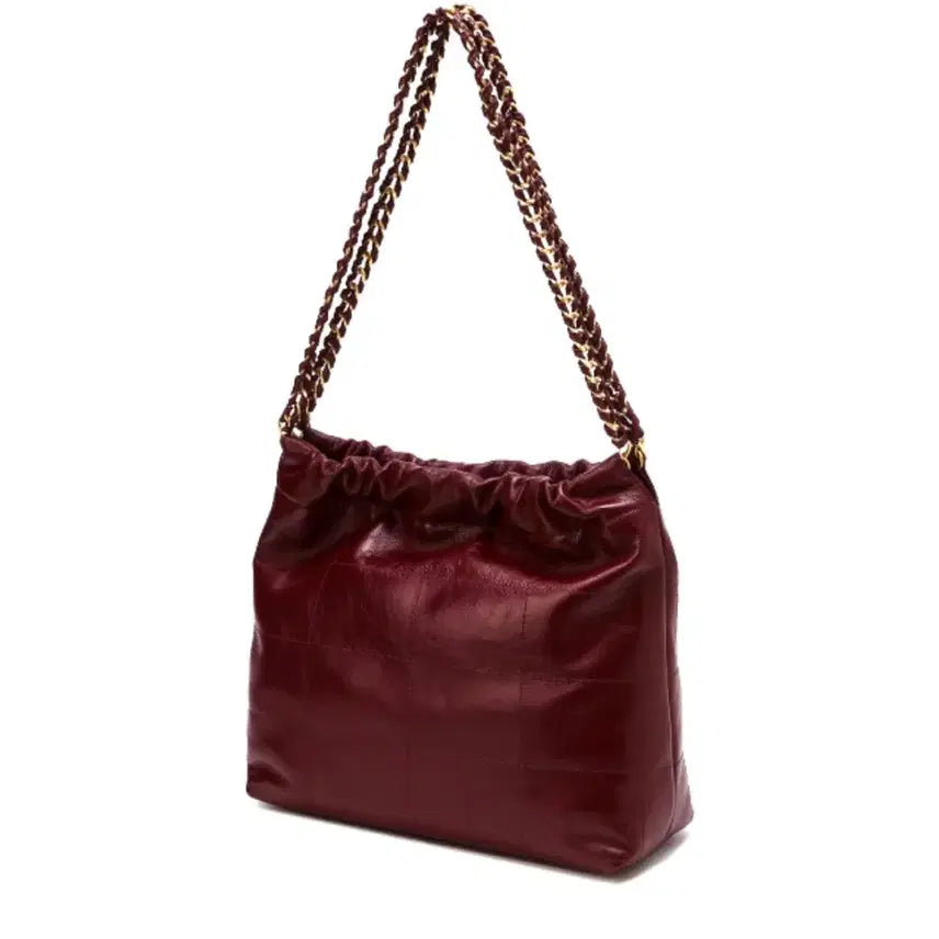[BUNJANG] Hazzys Quilted Chain Hobo Shoulder Bag (Dark Red) / 새상품) 헤지스 퀼팅 체인 호보 숄더백 소가죽 레드