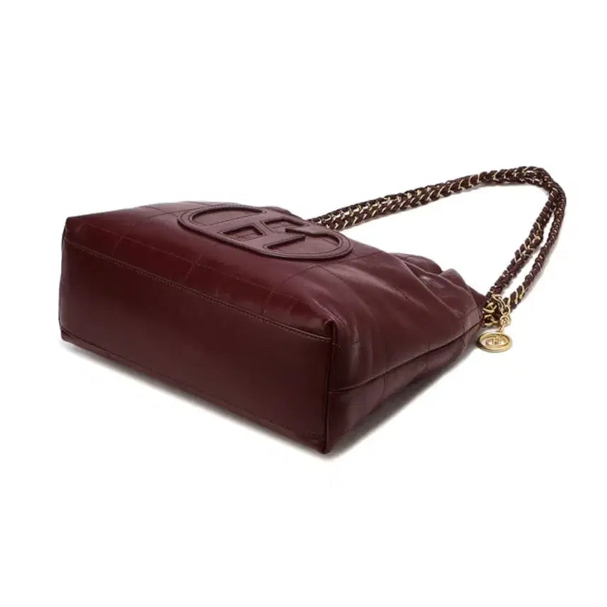 [BUNJANG] Hazzys Quilted Chain Hobo Shoulder Bag (Dark Red) / 새상품) 헤지스 퀼팅 체인 호보 숄더백 소가죽 레드