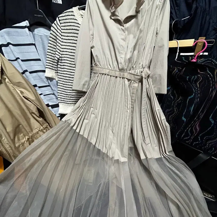 [BUNJANG] Mine by Handsome Pleated Long Dress / 한섬 마인 플리츠 롱 원피스 44,55