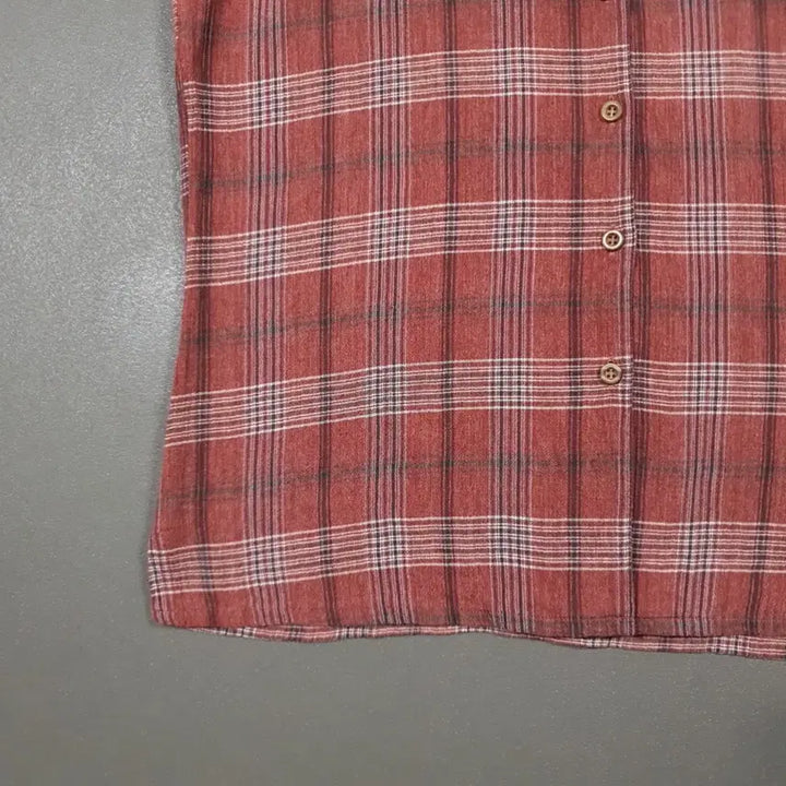 [BUNJANG] MORE PLATA Check Sleeveless Open Collar Blouse Button Shirt / MORE PLATA 모어플라타 체크 민소매 오픈카라 블라우스 버튼 셔츠