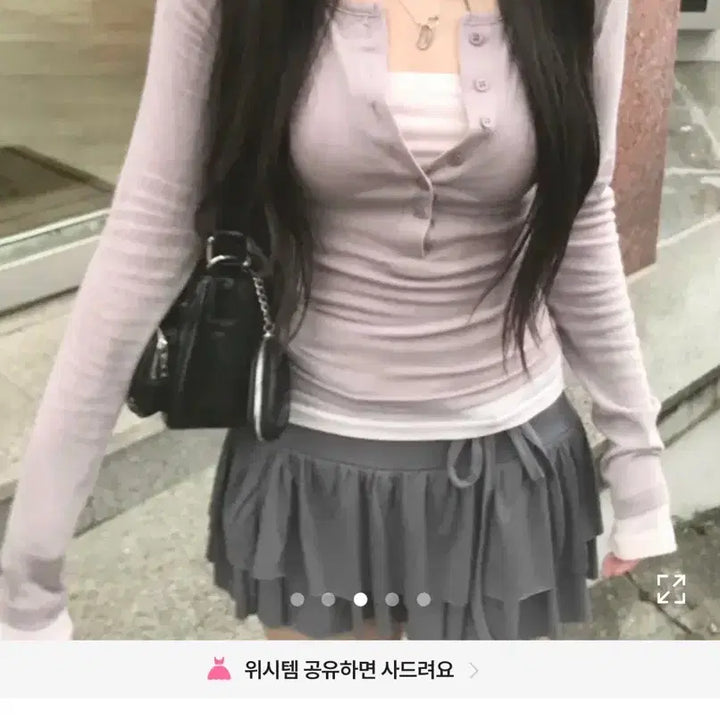 [BUNJANG] Yeori Fit Layered Long Sleeve Charcoal T-shirt / (새상품) 여리핏 레이어드 긴팔 티 차콜