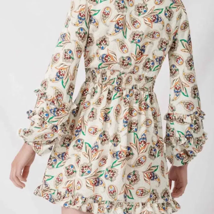 [BUNJANG] Maje Ruffle Print Satin Dress / Maje 마쥬 러플 프린트 샤틴 원피스