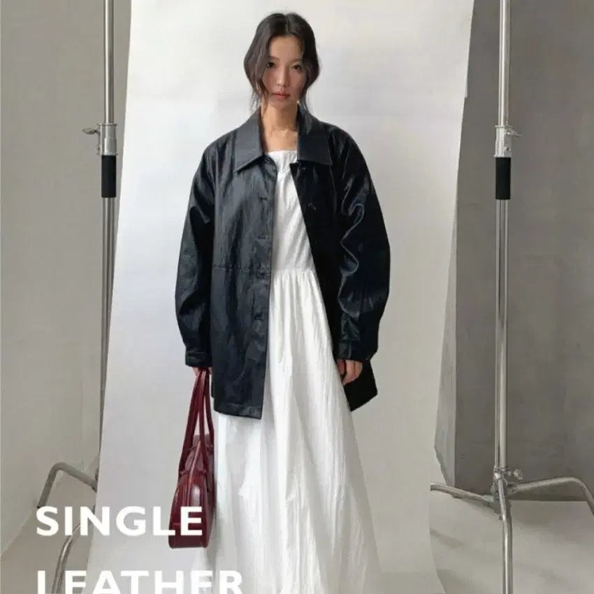 [BUNJANG] Single Leather Half Jacket - Black / 싱글 레더 하프 자켓 블랙