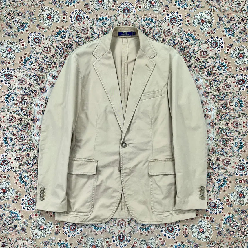 [BUNJANG] Polo Ralph Lauren Tan Beige Washed Chino Blazer Jacket M (40R) / [B+등급 M 40R] 폴로랄프로렌 탄베이지 워싱 면치노 블레이져 자켓