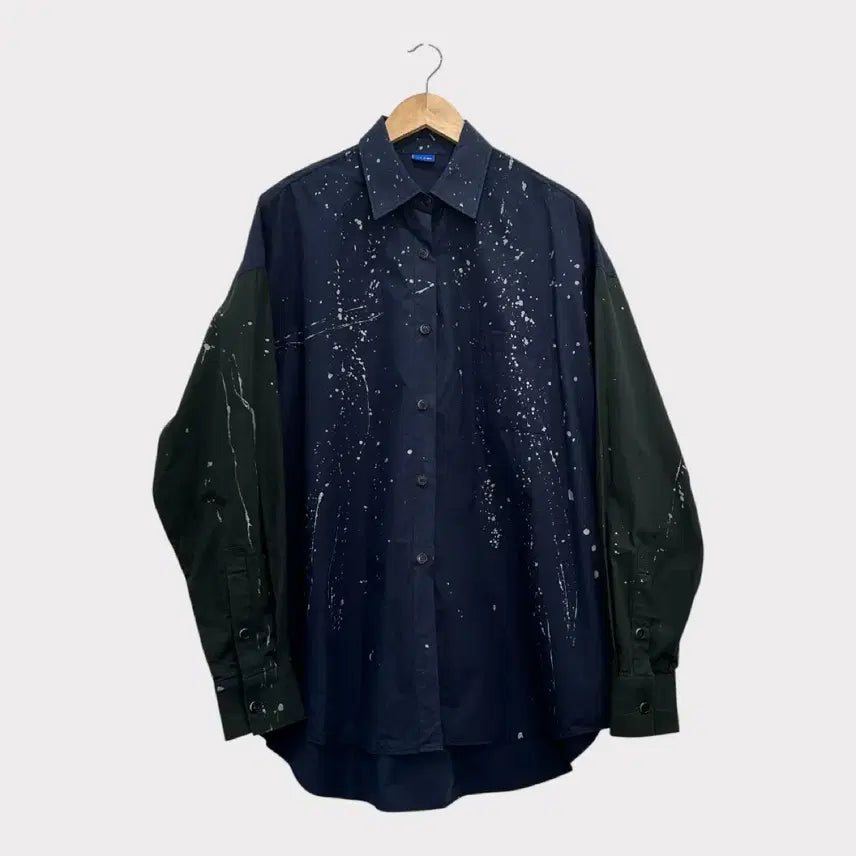 [BUNJANG] The Ilma Paint Splatter Oversized Shirt Navy Khaki / [G] 더일마 the ilma 페인트 스플래터 오버핏 셔츠 네이비카키