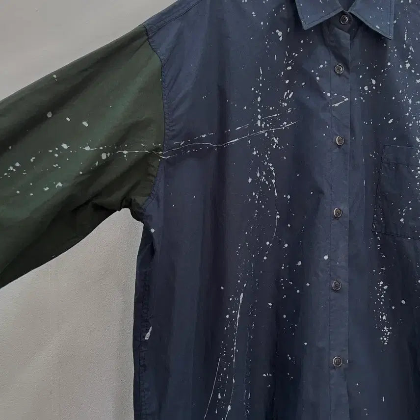 [BUNJANG] The Ilma Paint Splatter Oversized Shirt Navy Khaki / [G] 더일마 the ilma 페인트 스플래터 오버핏 셔츠 네이비카키