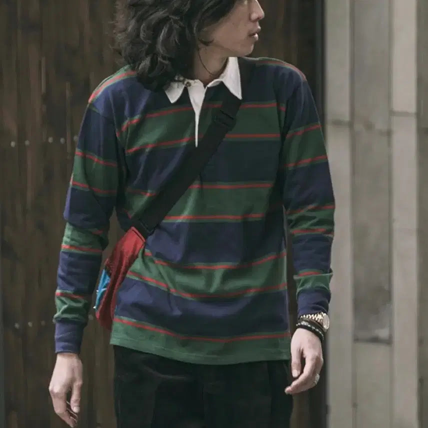 [BUNJANG] Bronson Classic Fit Striped Jersey Rugby Shirt / [M] 브론슨 논스탁 클래식핏 스트라이프 저지 럭비티 셔츠